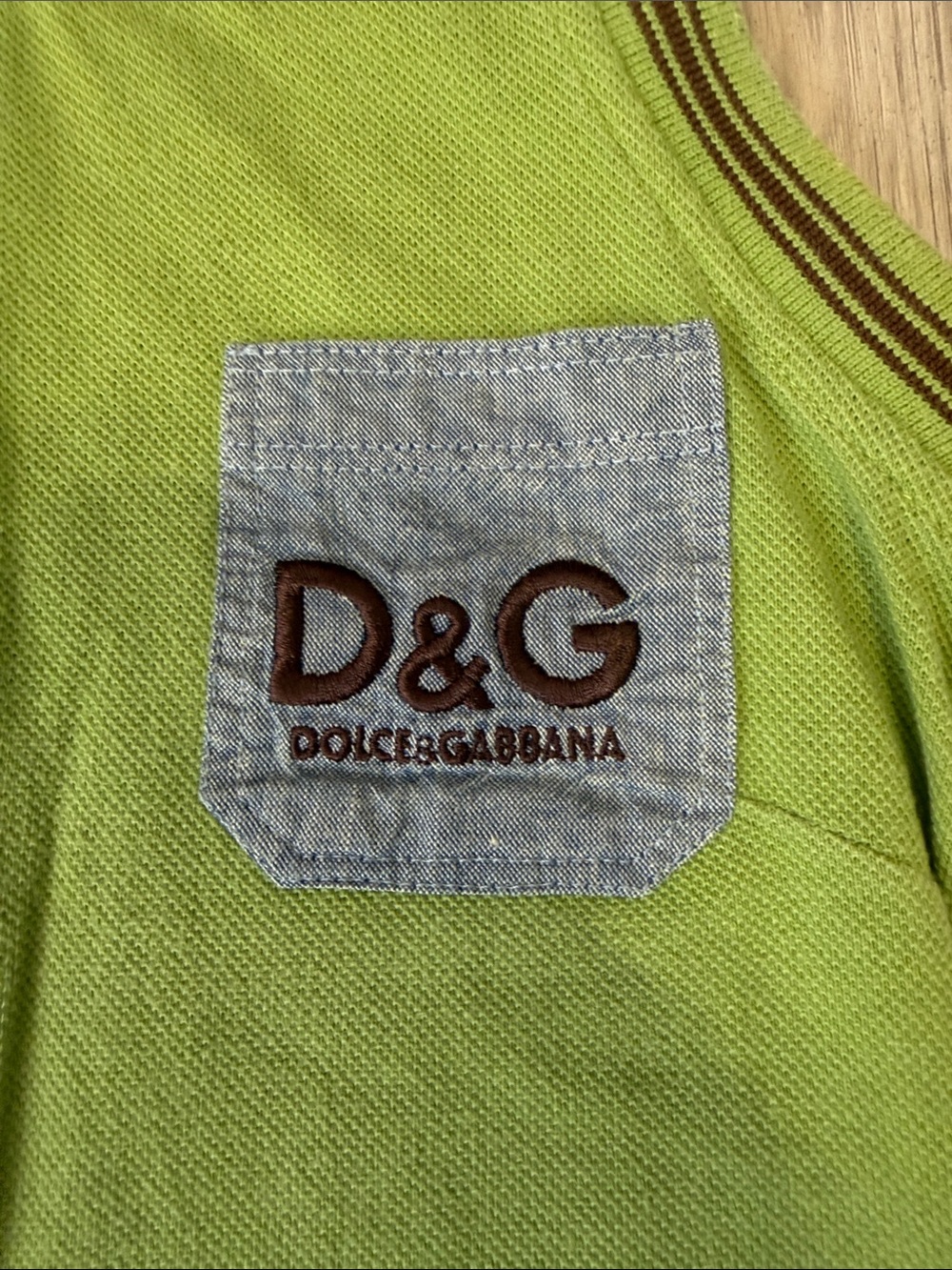 Dolce & Gabbana Olive Green Sleeveless Polo Mini Dress with Denim Pocket - Picture 2 of 8